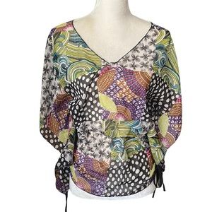 Sugar‎ 17 Multicolored Sheer Blouse sz L